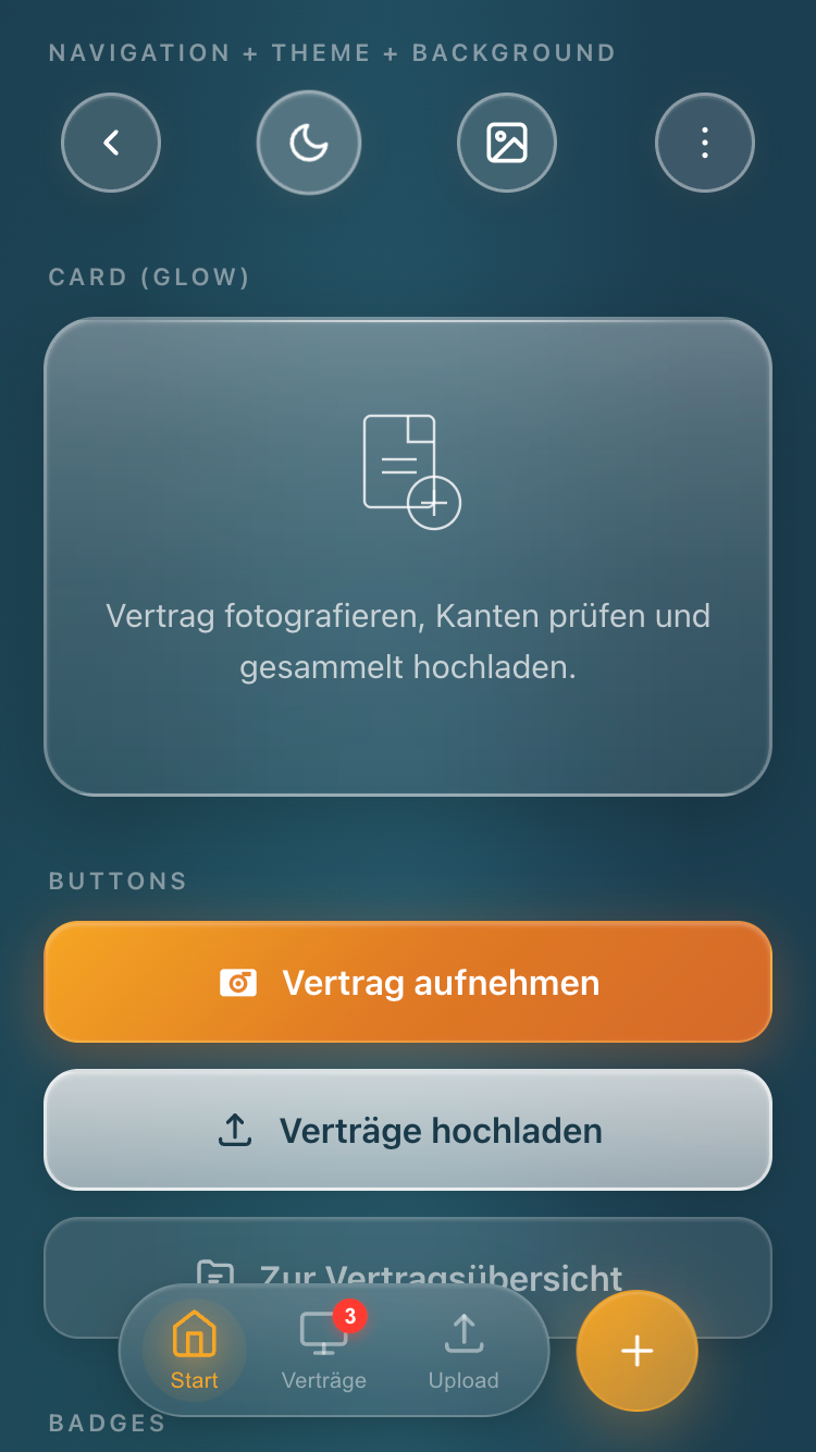 GlassKit Glasmorpher Look in einer App